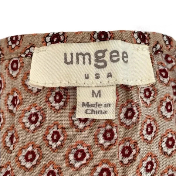 Umgee Floral Peasant Boho Ruffle Flutter Sleeve Shift Tunic Mini Dress Sz M - Picture 5 of 5